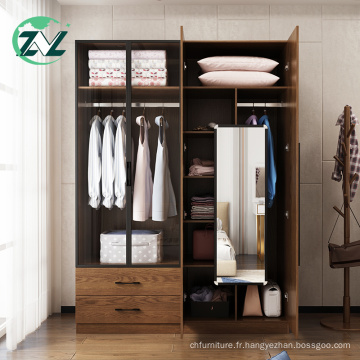 Armoire à vêtements en bois avec porte en verre